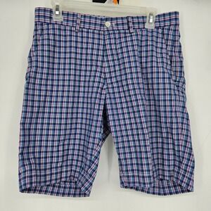Polo Golf Ralph Lauren Shorts Mens 30 Chino Blue Plaid‎ Classic Fit Flat Front